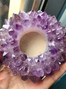 <strong>Amethyst</strong> Tea Light Candle Holder Rough <strong>Crystal</strong> Points Genuine Gemstones Brazil <strong>Amethyst</strong> Point Extra <strong>Large</strong> Candle Holder - Product Image 4