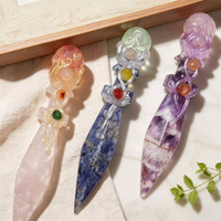 Couteau en cristal naturel, améthyste, pierre de guérison, baguette sculptée à la main, gemme, quartz rose, décoration d'intérieur, cadeau de collection