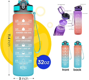 Sports Bottle Eco-friendly BPA Free Gym 32oz Plastic Tritan Sports Motivational Custom Water Bottle With Time Maker Hot Sale Products