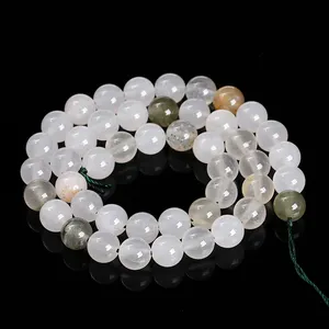 JD GEMS Semi Precious Round Gemstone 6mm 8mm 10mm 12mm Natural Ice Green Quartz Loose Crystal Stone Beads For Jewelry Making