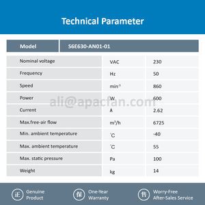 ebmpapst S6E630-AN01-01 Condensing Units and Chillers Axial <b>Cooling</b> <b>Fan</b> 230V 50Hz 860RPM 600W - Product Image 3