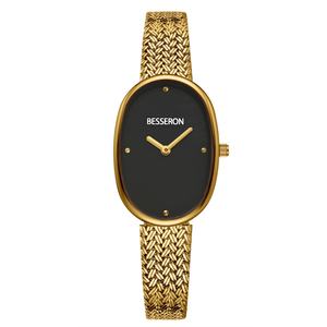 Reloj de Pulsera de Cuarzo para Mujer, Elegante, Dorado, 2025, Correa de Malla de Acero Inoxidable, Diseño Ovalado Simple y Moderno, Reloj de Lujo con Puntero - Product Image 3