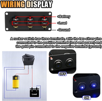 Nouveau panneau de commutation à bascule 3 gangs étanche 12V ON/OFF avec voyant LED vert 5 broches pour éclairage automobile et marine