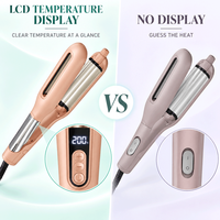 Fer à friser électrique en céramique PTC à double barillet, contrôlé par application, pour ondulations, outil de coiffure domestique et pour camping-car, fourniture OEM ODM