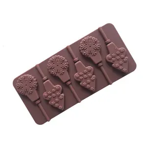 019 6 even Christmas tree silicone lollipop mold chocolate mold does not match bar food grade silicon