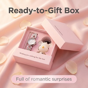 Coffret <span class=keywords><strong>cadeau</strong></span> 3-en-1 <span class=keywords><strong>pour</strong></span> femme Lunaire : montre, bracelet et porte-clés ours, boîte <span class=keywords><strong>cadeau</strong></span> rose de luxe <span class=keywords><strong>pour</strong></span> elle, <span class=keywords><strong>cadeau</strong></span> d'anniversaire/Saint-Valentin - Product Image 2