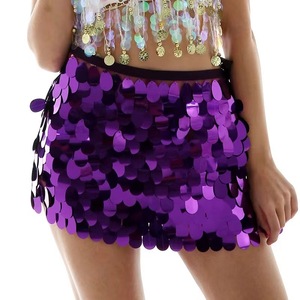 Mini-jupe sirène à sequins pour femme, avec taille nouée, idéale pour la danse orientale et les soirées rave - Product Image 6