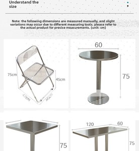 Set Tavolo e Sedie in Acciaio Inox per Caffetteria di Tendenza, Stile Industriale Minimalista Pieghevole per Uso Commerciale - Product Image 6