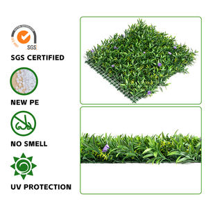 P242 حديقة الديكور في الهواء الطلق لمسة حقيقية البلاستيك فو لوحة النباتات الخضراء الاصطناعية ورقة الأوكالبتوس والأرجواني جدار روز - Product Image 5