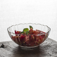 Grand bol en verre trempé pour la restauration, plat à fruits en verre transparent, compatible micro-ondes, avec technique de polissage pour mélanger les fruits et les légumes