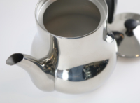 Vente en gros LFGB Poli miroir Poignée ergonomique Théière en satin à double paroi Cafetière Théière en acier inoxydable