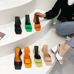 2022 pantofole con tacco alto per il tempo libero all'aperto, seta, scarpe singole da donna in vernice