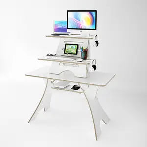 Best Mobile Standing Workstation Portable Adjustable Laptop Desk Stand Table Made of 18mm Plywood