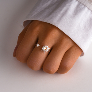 CANNER Rotatable Stress Relief <b>Ring</b> Jewelry Zircon Spinner Eyes Star Flower Moon Rotating Open <b>Fidget</b> <b>Rings</b> for <b>Anxiety</b> - Product Image 5