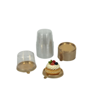 Boîte individuelle ronde pour cupcakes et muffins, en plastique PET, dorée, jetable, pour mini-flans et desserts, vente en gros usine
