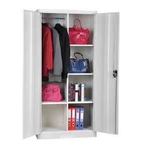 Steel Wardrobe Clothes Cabinet Steel Locker <b>Bedroom</b> <b>Swing</b> 2 Door Metal Cabinet Locker - Product Image 4