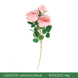 ดอกกุหลาบผ้าไหมสีชมพูจำลองคุณภาพสูงสำหรับตกแต่งงานแต่งงาน ของตกแต่งบ้านและอุปกรณ์ประกอบฉากกลางแจ้ง - Product Image 5