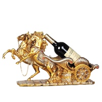 Porte-bouteilles en résine SE7 en forme de cheval doré, fait main et peint à la main, décoration animale pour la maison