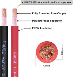 Câble de soudure 1/0 AWG, câble de batterie 1/0 AWG, câble solaire, câble électrique DC pour applications automobiles/solaires/générateurs - Product Image 3