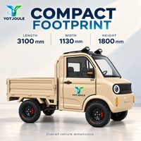 Camion benne électrique YOTJOULE, mini-dumper, véhicule utilitaire, camion de transport avec benne basculante arrière et cabine fermée pour travaux d'aménagement paysager