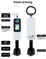 Cabina de Fotos Portátil para Bodas y Fiestas con Anillo de Luz RGB, Compatible con iPad de 10.2-13 Pulgadas, Impresora Hiti P322w Integrada, Máquina de Fotomatón para iPad y DSLR