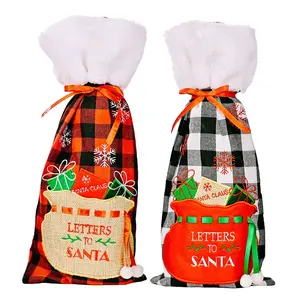 Amazon eBay Best Sale Letter to Santa Christmas Wine Bottle Cover Xmas Bottle Bags Christmas Dinning Table Room Decoration Gifts