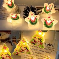 Tali lampu dekoratif Natal LED IP65 tahan air luar ruangan kotak baterai USB Santa Claus bola warna-warni manusia salju berbentuk rusa malam