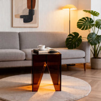 Table d'appoint de canapé nordique en acrylique de haute qualité, tables de chevet modernes bleues pour chambre à coucher, meubles portables créatifs pour la maison, le bureau et la maison