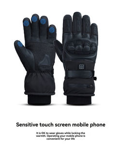 Guantes de invierno para motocicleta con batería recargable, calentador de manos de cuero, guantes calefactables para esquí y ciclismo, cómodos y prácticos - Product Image 5