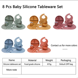Juego de Regalo de Productos de Silicona para Bebés, 8 Piezas, Platos, Vajilla, Babero de Silicona, Juego de Alimentación para Bebés, Sin BPA, No Tóxico, de Primera Calidad - Product Image 5