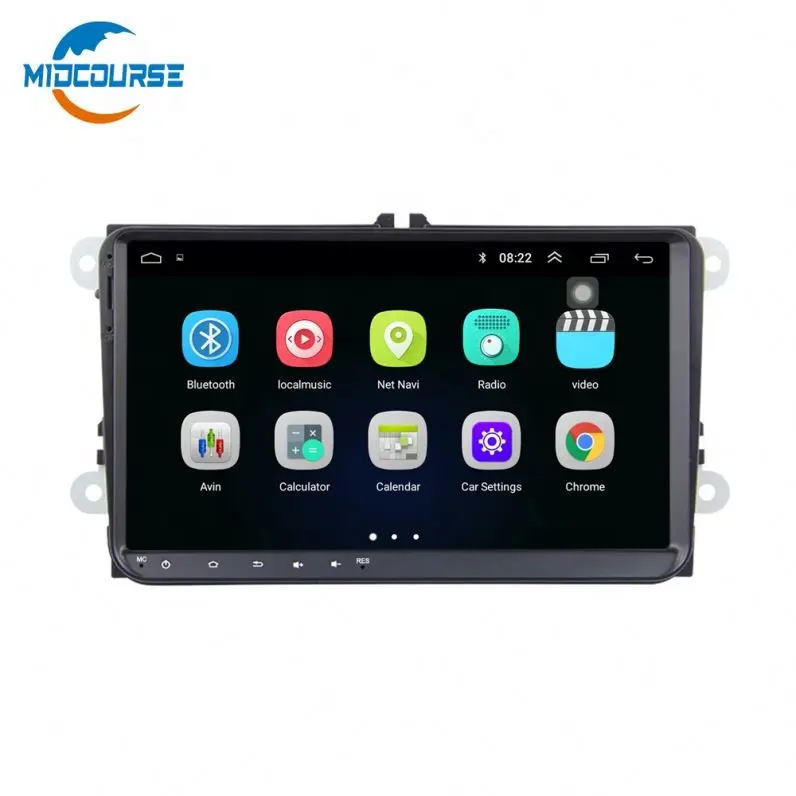 MIDCOURSE 2din 4Core Android 8.1 Navigation Car DVD GPS RadioためVW Volkswagen Skoda Quadvia Laura 2004-2012 ROM WIFI BT