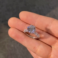 Kadınlar İçin Moda Yüzükler 10K 14K 18K Altın 3 Karat Laboratuvarda Yetiştirilmiş Elmas Nişan Yüzüğü Yuvarlak Brilyant Kesim DEF Renk VVS Berraklık