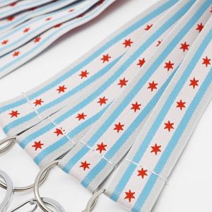 Custom Jacquard <b>Lanyard</b> with Oval Retractable Badge Reel Chicago Flag Style Id Card Holder Neck Strap for Tourism Souvenirs - Product Image 3