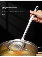 Cuillère à écrémer en acier inoxydable à mailles fines – Outil de filtration d'huile, filtre à graisse et à mousse avec long manche, écumoire de cuisine