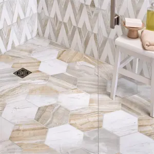 批发新款浴室厨房墙壁石花混合大理石马赛克瓷砖