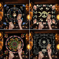 Nappe de table de tarot personnalisable en velours, pentagramme noir, style rétro européen, anti-poussière, tapis de divination pour la maison