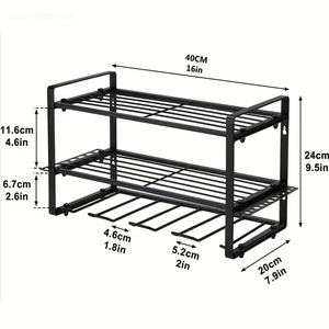 Wall Mounted 3 Tier Metal Storage Rack 40cm <b>Black</b> Heavy Duty Garage Tool Organizer <b>Floating</b> <b>Shelf</b> for Workshop Use - Product Image 3