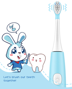 Cepillos de dientes sónicos para niños, cepillo de dientes eléctrico recargable con carga USB, cerdas extrasuaves, diseño de conejito azul para niños - Product Image 6