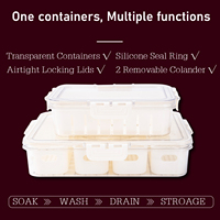 Boîte de rangement pour légumes de réfrigérateur avec passoire amovible, bac organisateur en plastique pour la fraîcheur des fruits, conteneur de garde-manger