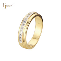 Bagues de mariage FJ Fallon Fashion Jewelry plaquées or 14 carats sur base en laiton
