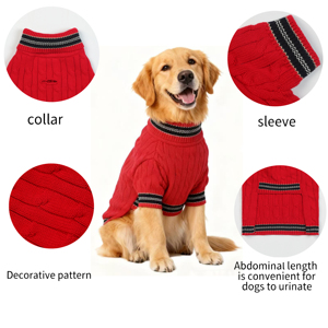 Pakaian Hewan Peliharaan Bergaris Merah untuk Anjing Kucing Jumpsuit Pullover Kostum Hewan Peliharaan Mantel Hoodie Anjing Pakaian Anjing Kecil Hangat - Product Image 6