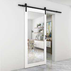 Zwarte Boerderij Spiegel Schuur Stijl Rechthoek Massief Houten Frame Muur Spiegel Rustieke Decoratieve Spiegel Voor Badkamer, Entree - Product Image 1