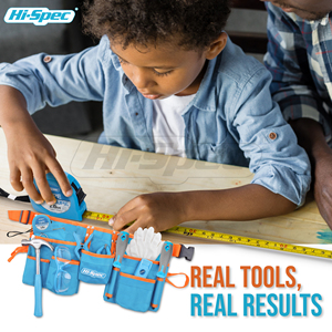 Ceinture à outils bleue de 16 pièces pour enfants et outils à main de réparation <span class=keywords><strong>en</strong></span> métal véritable OEM ODM Home Tool Kit Set with Hard Case for Kids - Product Image 3