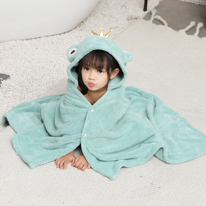 Serviette <span class=keywords><strong>de</strong></span> <span class=keywords><strong>bain</strong></span> à capuche en microfibre polaire pour enfants, motif dessin animé, 70*140 cm, 350 grammes/pièce, douce, brodée - Product Image 4