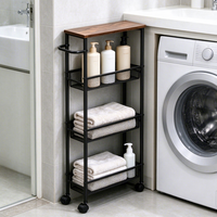 Étagère de rangement étroite à roulettes multi-niveaux pour espaces restreints, chariot utilitaire mobile pour salle de bain et organisation domestique, faible MOQ