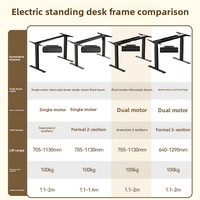 Estructura de Escritorio Eléctrico Ajustable con Doble Motor y Patas de Doble Motor, Barras Transversales para Escritorios de Oficina, Estructura Ajustable para Escritorio Elevable