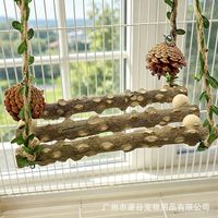 Anneau de balançoire en bois d'aubépine, balançoire pour perroquet, bâton à griffer, jouet à mâcher pour oiseaux, perchoir pour soulager l'ennui, échelle d'escalade