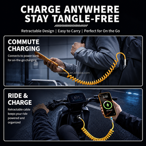 Câble de données USB-C vers Type-C à charge rapide PD 100W, rétractable à ressort, avec affichage numérique LED et transfert de données pour <span class=keywords><strong>iPhone</strong></span>/tablette/voiture - Product Image 2