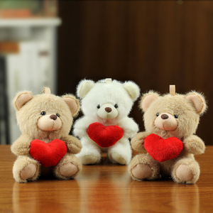 พวงกุญแจตุ๊กตาหมีเท็ดดี้รูปหัวใจขนาดเล็กน่ารักแบบขายส่ง ตุ๊กตาขนนุ่ม 3 มิติ ของเล่นสัตว์น่ารักแบบนุ่มๆ สำหรับตกแต่งกระเป๋า - Product Image 1