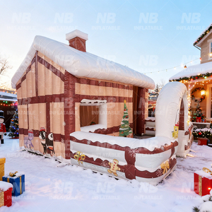 Casa Inflable Navideña con Decoraciones de Bastones de Caramelo, para Jardín Exterior, Eventos y Fiestas, Inflable Navideño - Product Image 2